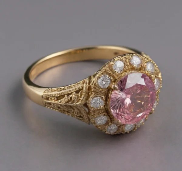 Anel com diamante rosa