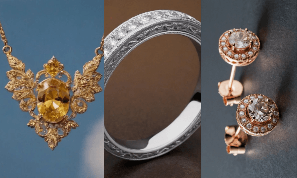 Ouro amarelo, branco e rosê